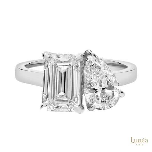 Emerald & Pear Lab Diamond Ring