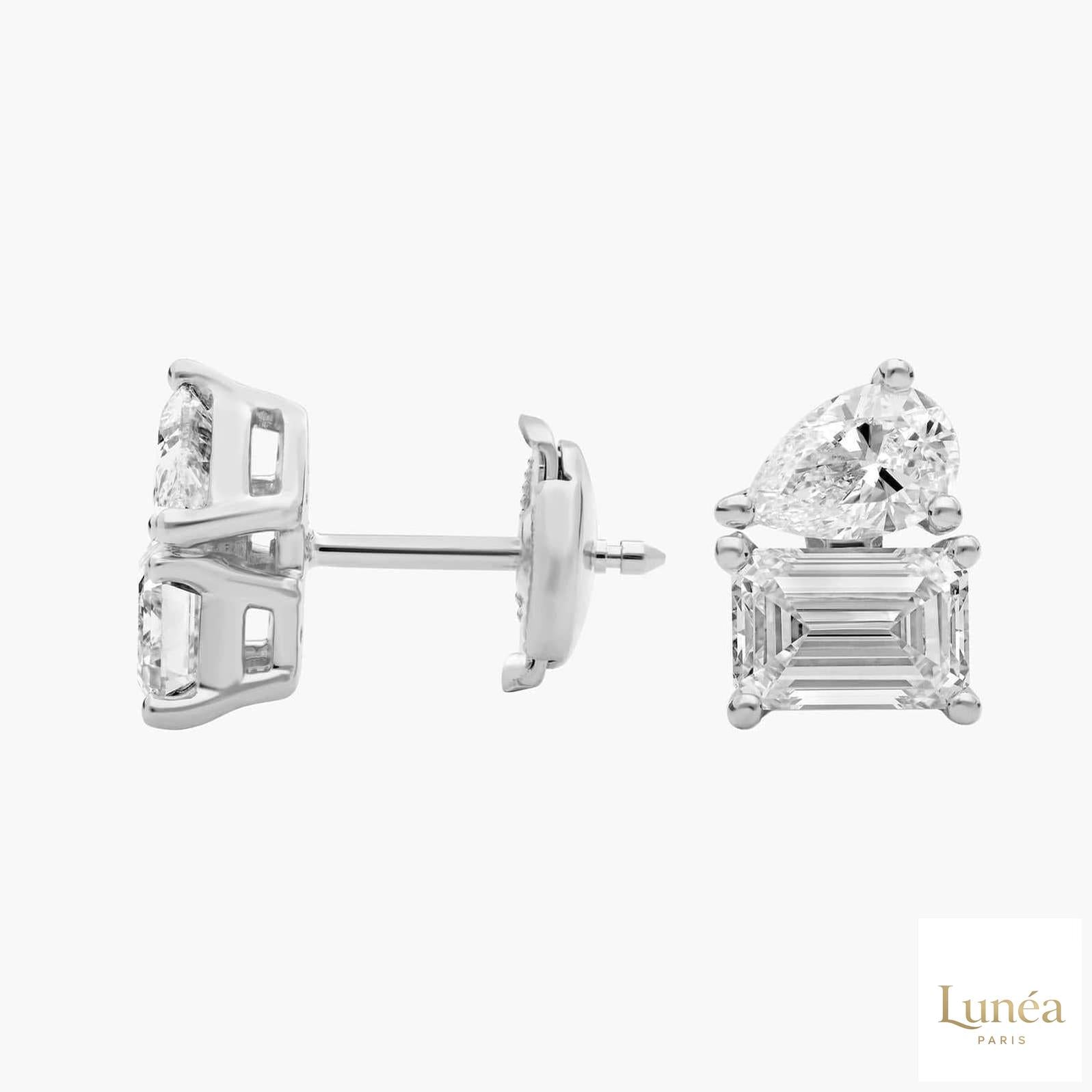 Emerald & Pear Lab Diamond Stud Earrings