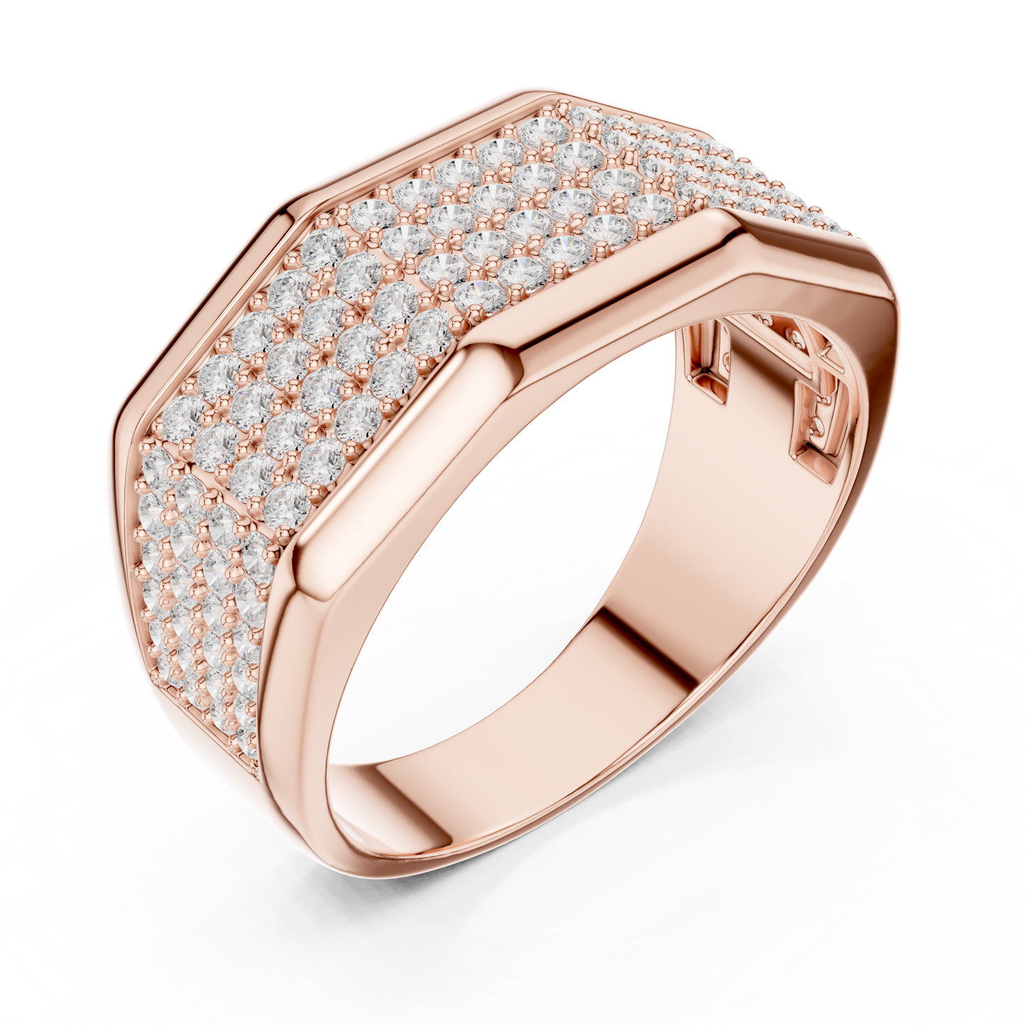 1.20 CTW Multi-Row Round Lab-Grown Diamond Wide Men’s Band in 14K Gold