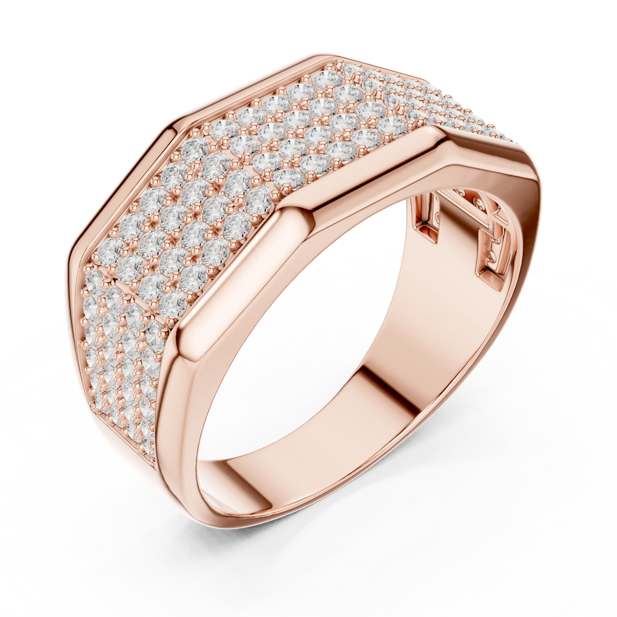 1.20 CTW Multi-Row Round Lab-Grown Diamond Wide Men’s Band in 14K Gold