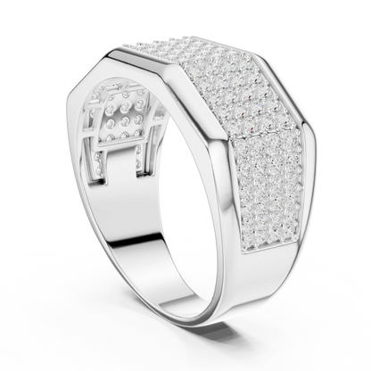 1.20 CTW Multi-Row Round Lab-Grown Diamond Wide Men’s Band in 14K Gold