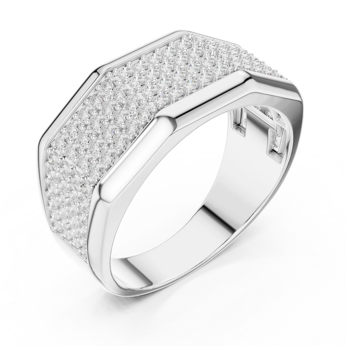 1.20 CTW Multi-Row Round Lab-Grown Diamond Wide Men’s Band in 14K Gold