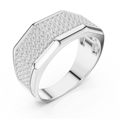1.20 CTW Multi-Row Round Lab-Grown Diamond Wide Men’s Band in 14K Gold