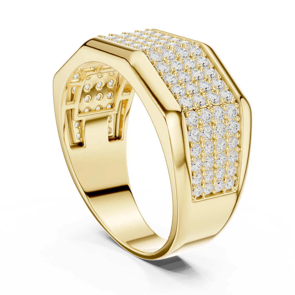 1.20 CTW Multi-Row Round Lab-Grown Diamond Wide Men’s Band in 14K Gold