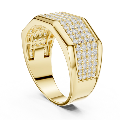 1.20 CTW Multi-Row Round Lab-Grown Diamond Wide Men’s Band in 14K Gold