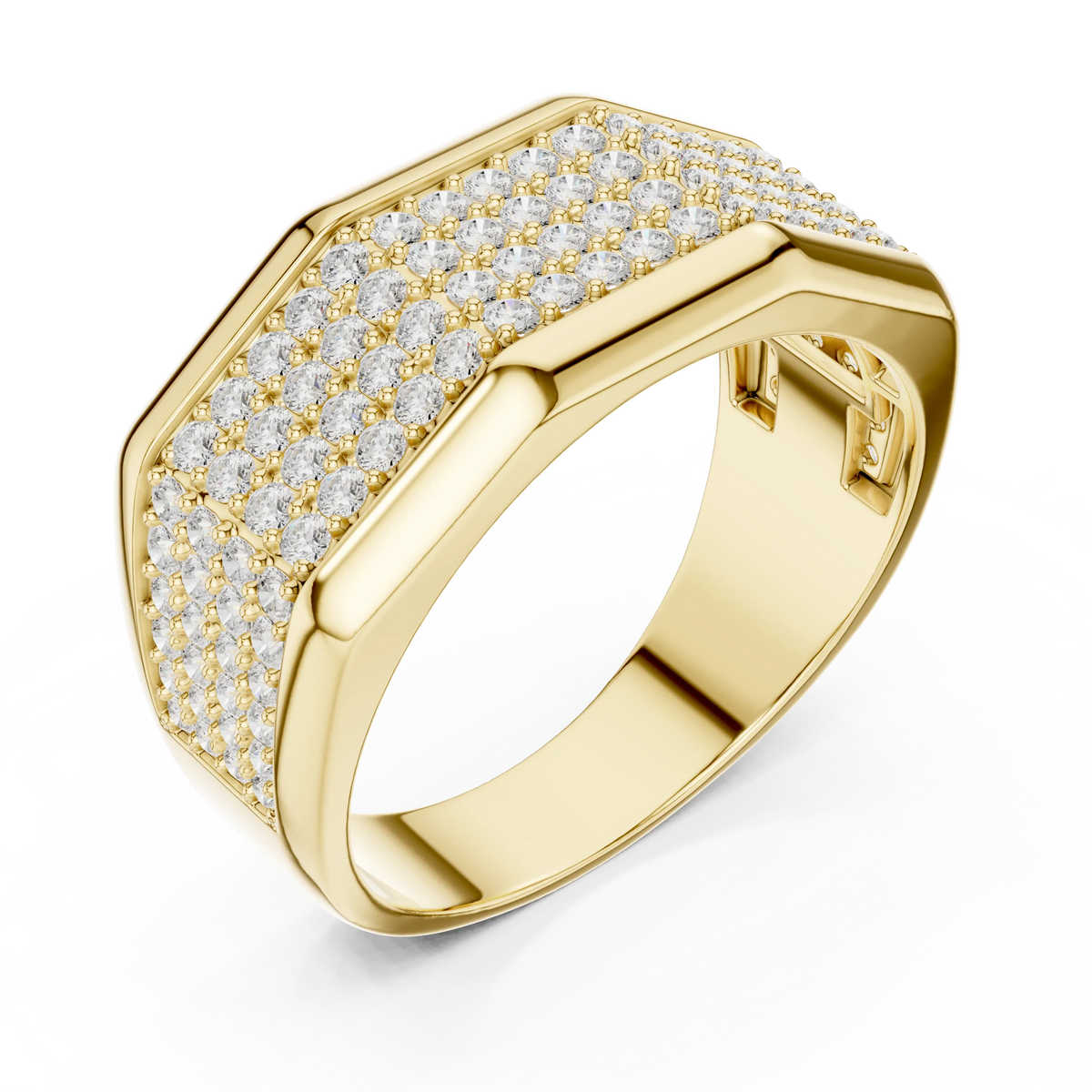 1.20 CTW Multi-Row Round Lab-Grown Diamond Wide Men’s Band in 14K Gold