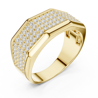1.20 CTW Multi-Row Round Lab-Grown Diamond Wide Men’s Band in 14K Gold