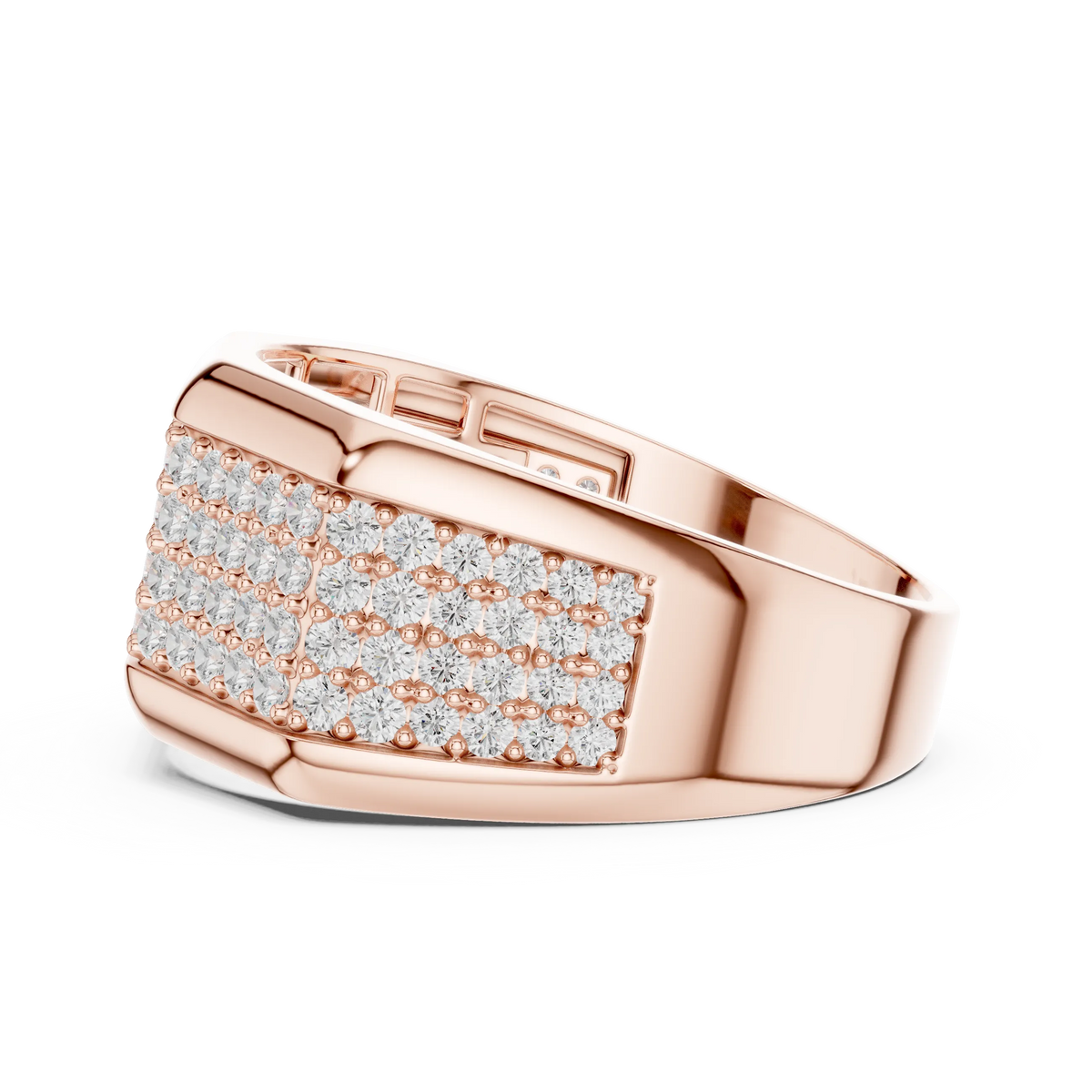 1.20 CTW Multi-Row Round Lab-Grown Diamond Wide Men’s Band in 14K Gold