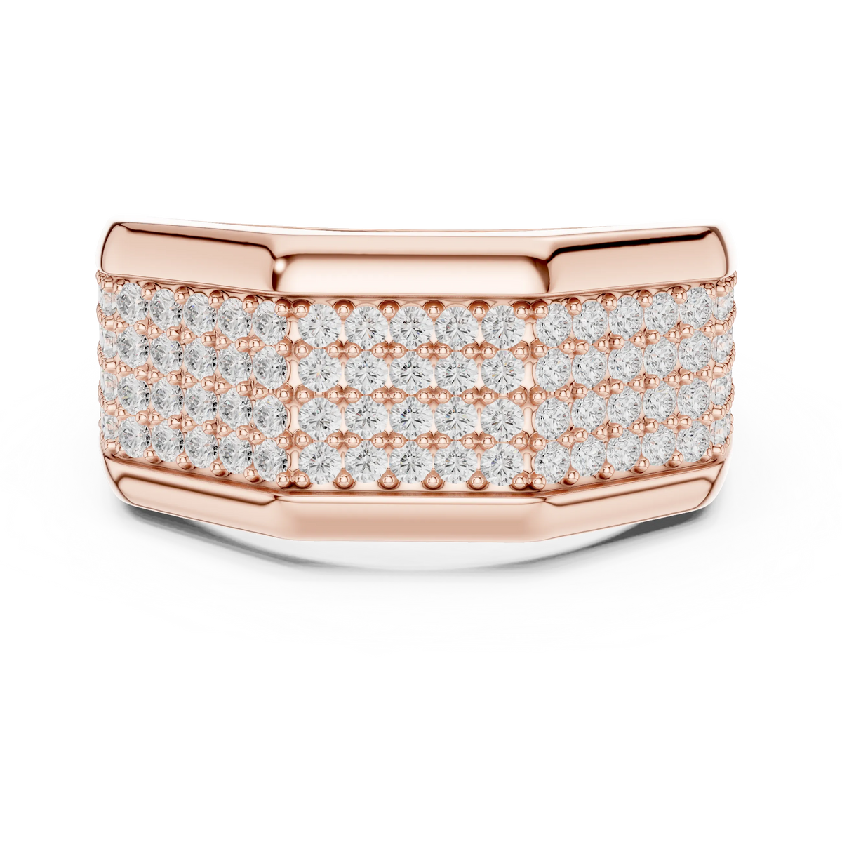 1.20 CTW Multi-Row Round Lab-Grown Diamond Wide Men’s Band in 14K Gold