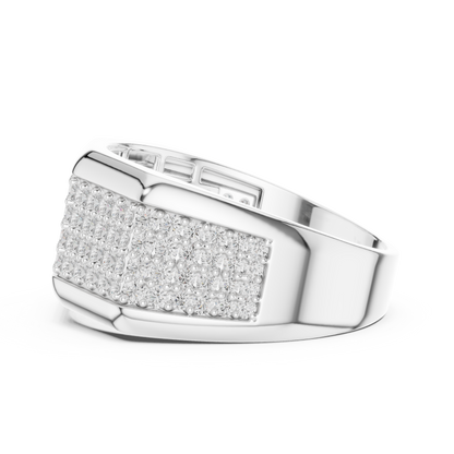 1.20 CTW Multi-Row Round Lab-Grown Diamond Wide Men’s Band in 14K Gold