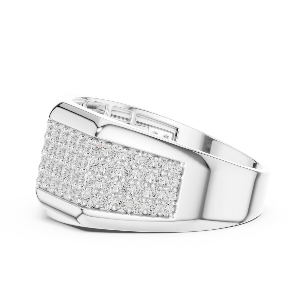 1.20 CTW Multi-Row Round Lab-Grown Diamond Wide Men’s Band in 14K Gold