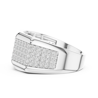 1.20 CTW Multi-Row Round Lab-Grown Diamond Wide Men’s Band in 14K Gold