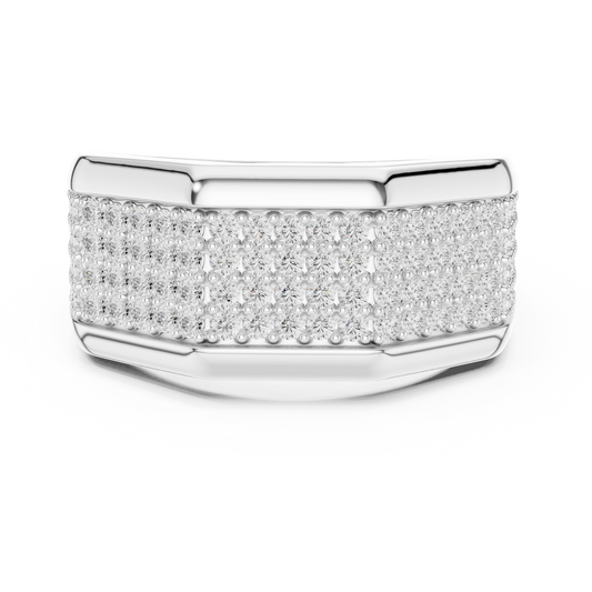 1.20 CTW Multi-Row Round Lab-Grown Diamond Wide Men’s Band in 14K Gold