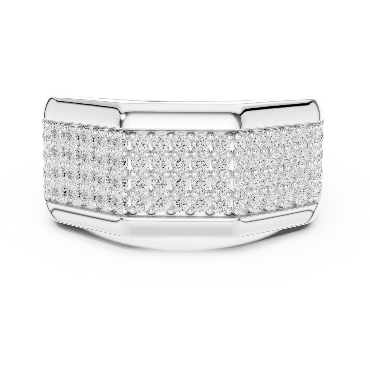 1.20 CTW Multi-Row Round Lab-Grown Diamond Wide Men’s Band in 14K Gold