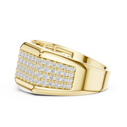 1.20 CTW Multi-Row Round Lab-Grown Diamond Wide Men’s Band in 14K Gold