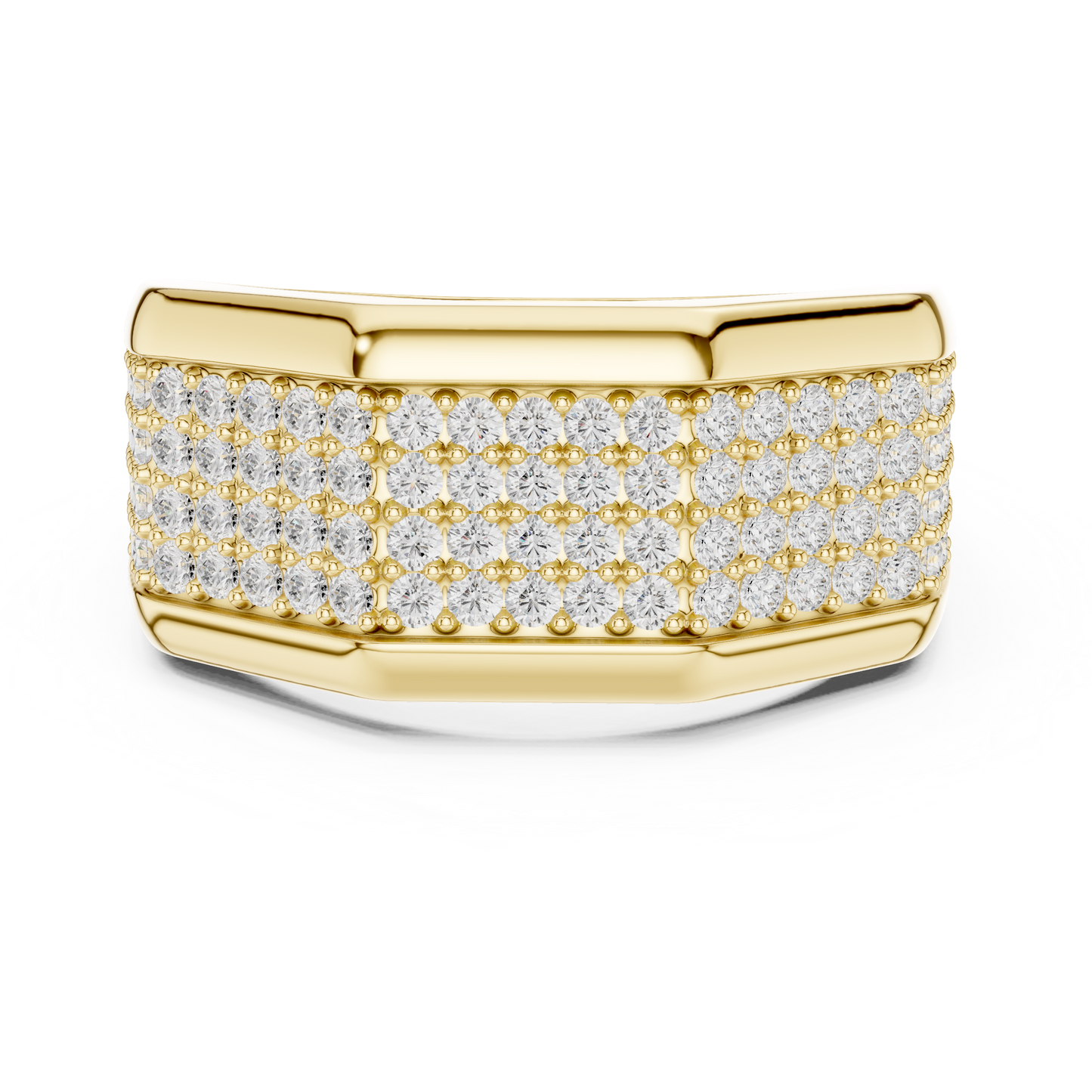 1.20 CTW Multi-Row Round Lab-Grown Diamond Wide Men’s Band in 14K Gold