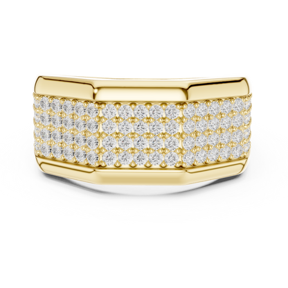 1.20 CTW Multi-Row Round Lab-Grown Diamond Wide Men’s Band in 14K Gold