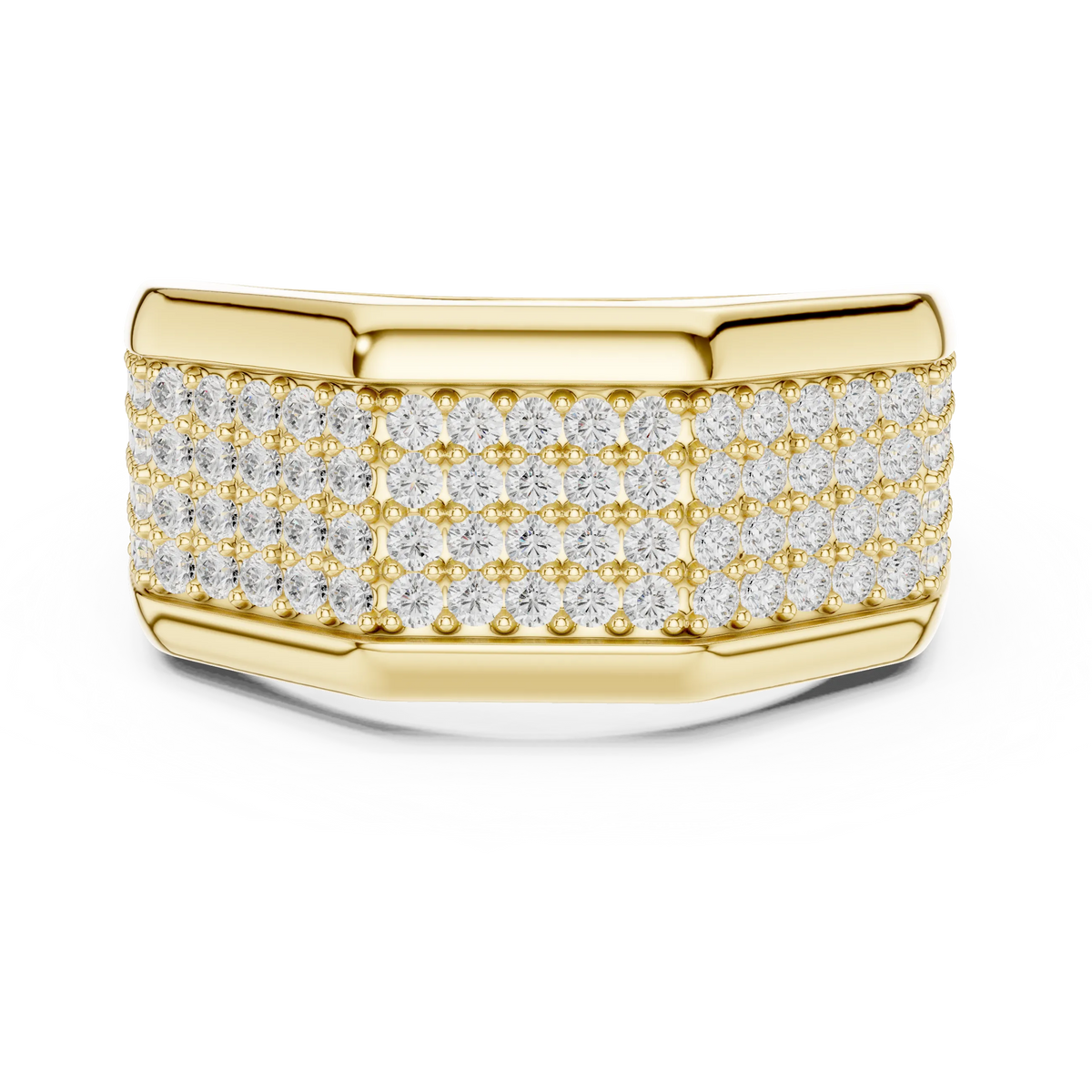 1.20 CTW Multi-Row Round Lab-Grown Diamond Wide Men’s Band in 14K Gold