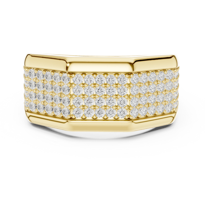 1.20 CTW Multi-Row Round Lab-Grown Diamond Wide Men’s Band in 14K Gold