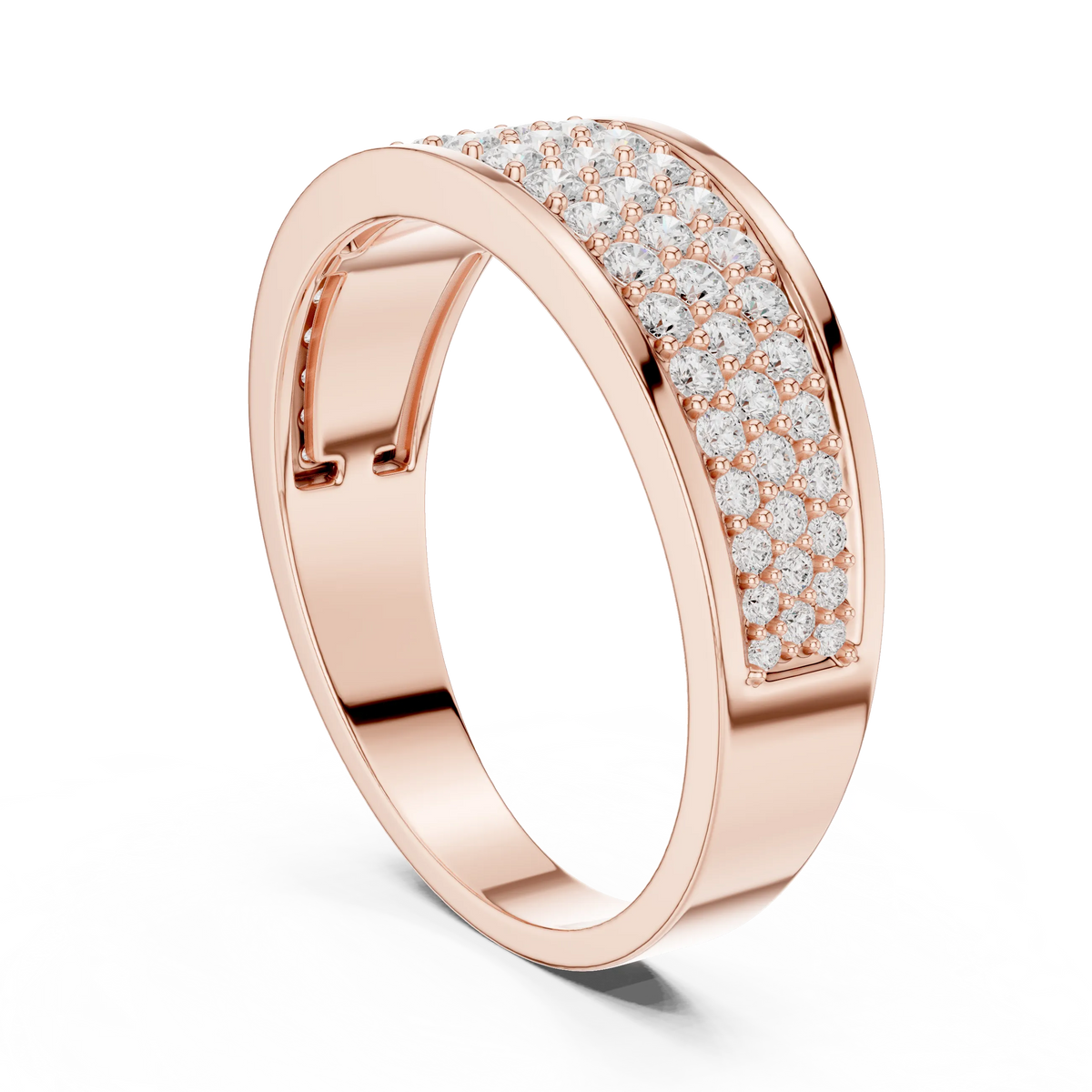 0.93 CTW Multi-Row Pavé Lab-Grown Diamond Wide Men’s Band in 14K Gold