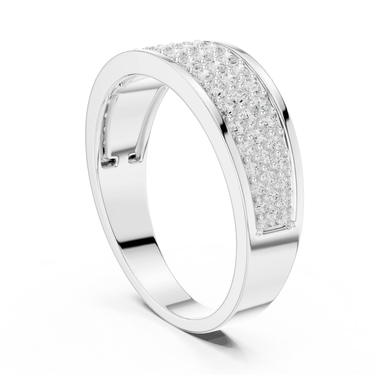 0.93 CTW Multi-Row Pavé Lab-Grown Diamond Wide Men’s Band in 14K Gold