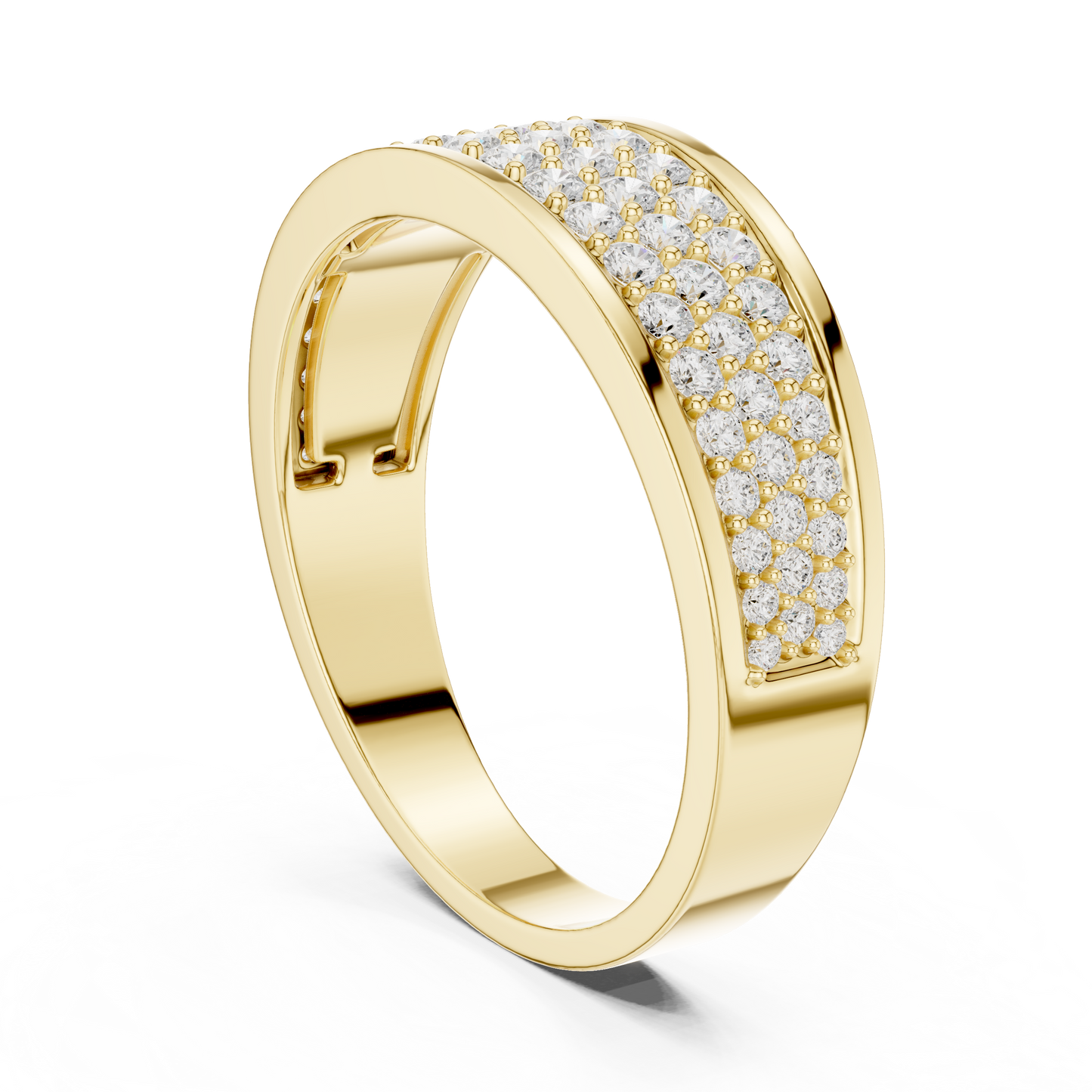 0.93 CTW Multi-Row Pavé Lab-Grown Diamond Wide Men’s Band in 14K Gold