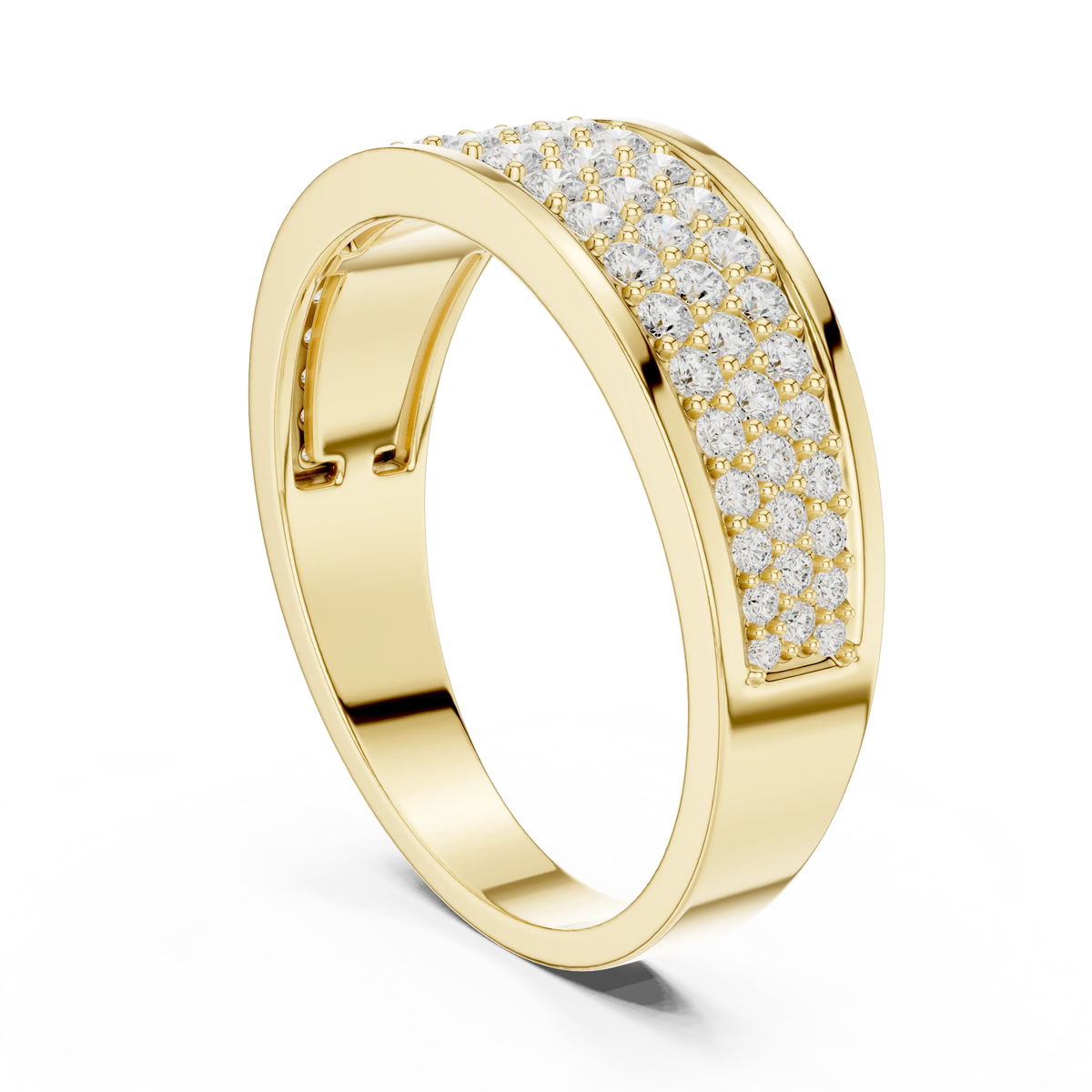 0.93 CTW Multi-Row Pavé Lab-Grown Diamond Wide Men’s Band in 14K Gold