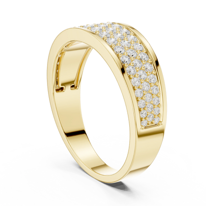 0.93 CTW Multi-Row Pavé Lab-Grown Diamond Wide Men’s Band in 14K Gold