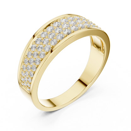 0.93 CTW Multi-Row Pavé Lab-Grown Diamond Wide Men’s Band in 14K Gold