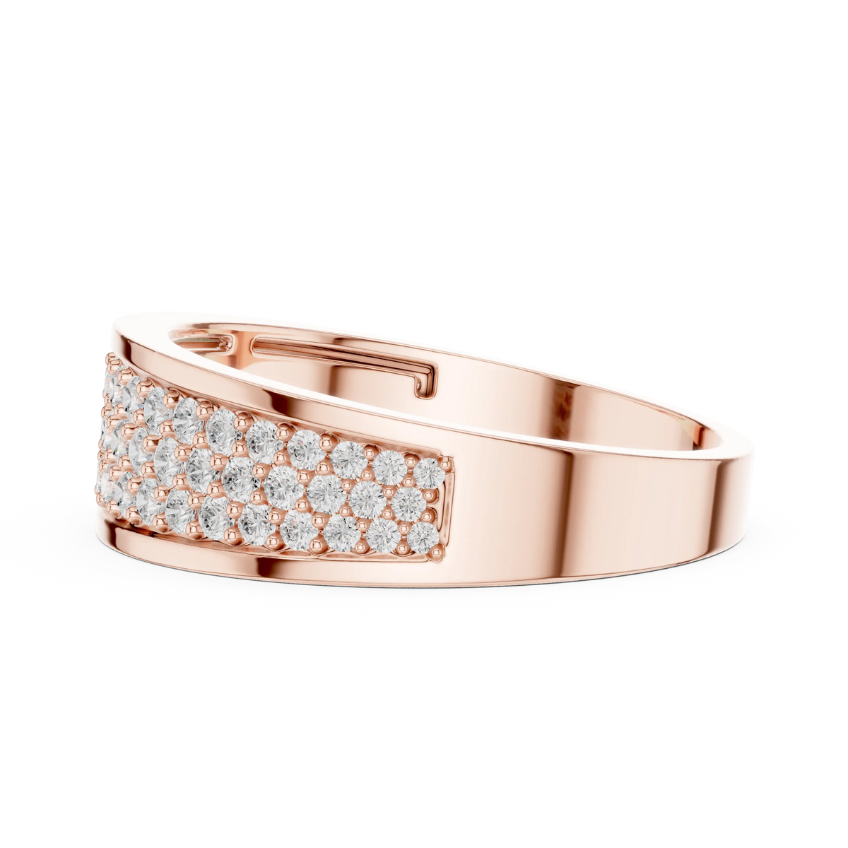 0.93 CTW Multi-Row Pavé Lab-Grown Diamond Wide Men’s Band in 14K Gold