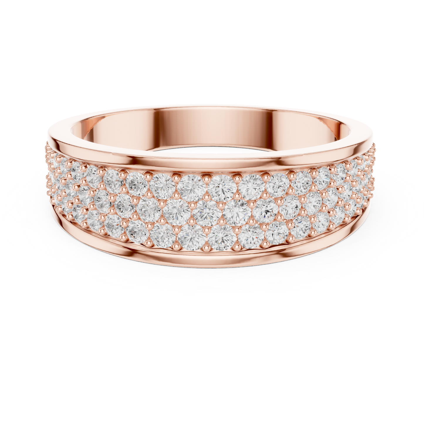0.93 CTW Multi-Row Pavé Lab-Grown Diamond Wide Men’s Band in 14K Gold