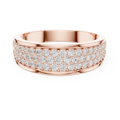 0.93 CTW Multi-Row Pavé Lab-Grown Diamond Wide Men’s Band in 14K Gold