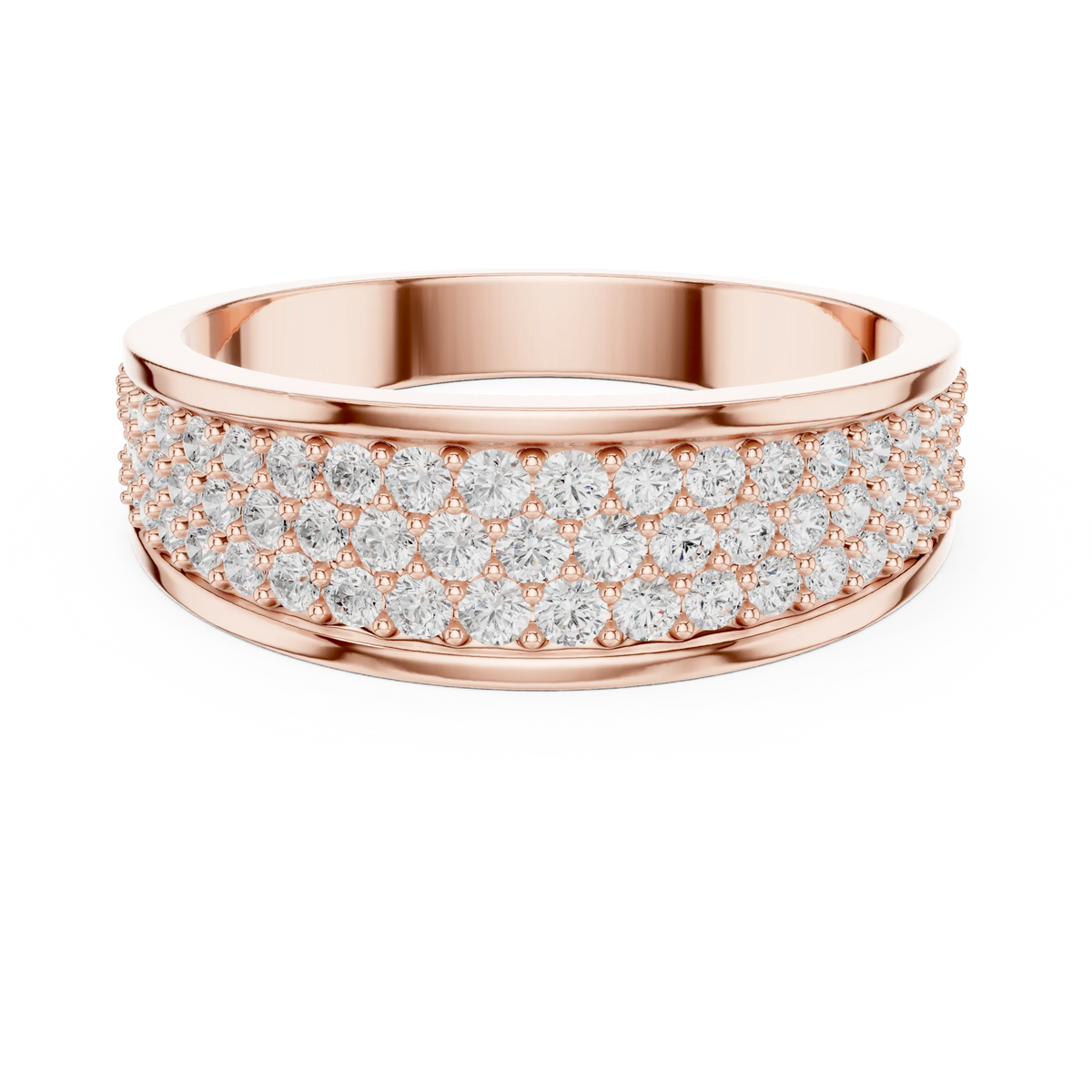 0.93 CTW Multi-Row Pavé Lab-Grown Diamond Wide Men’s Band in 14K Gold