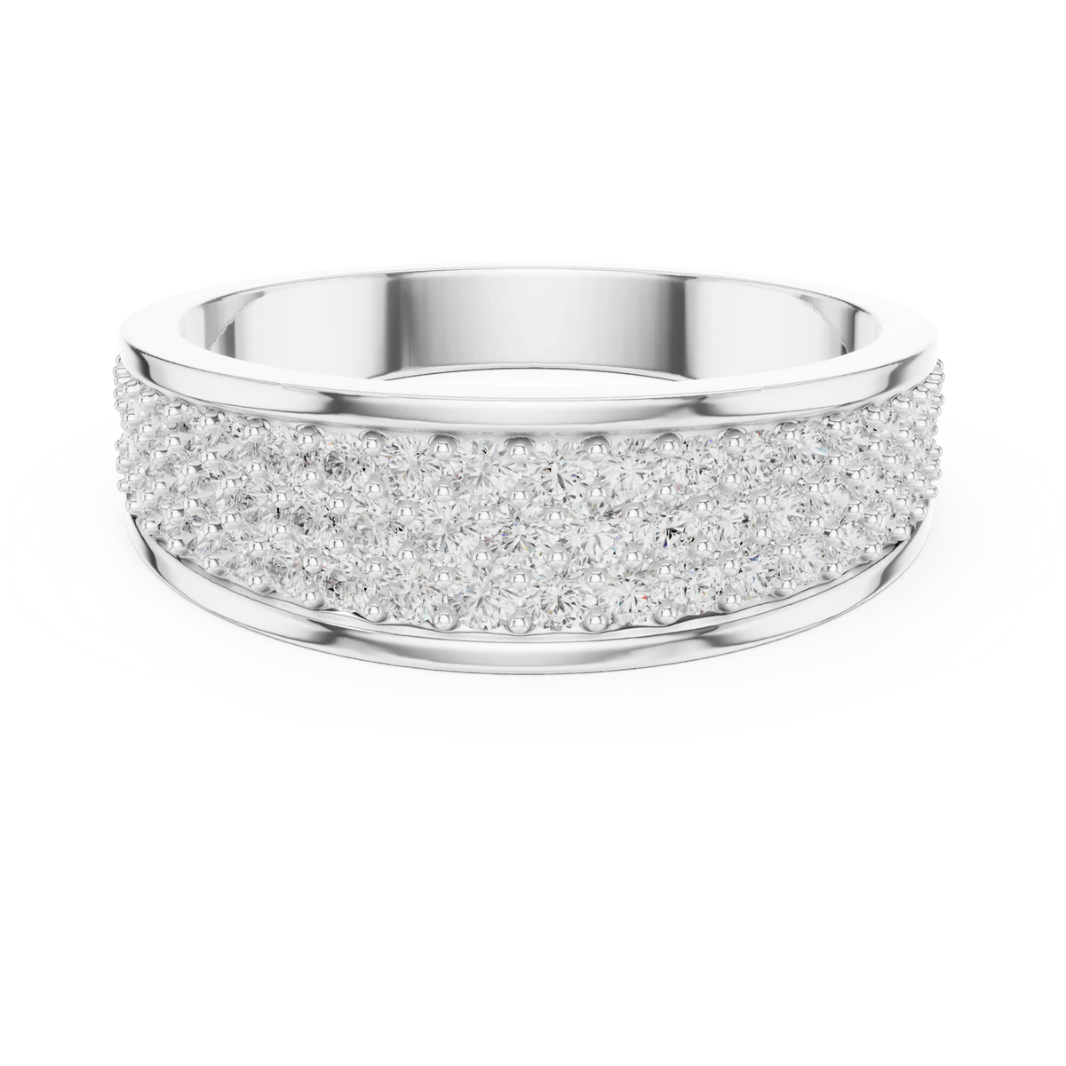 0.93 CTW Multi-Row Pavé Lab-Grown Diamond Wide Men’s Band in 14K Gold