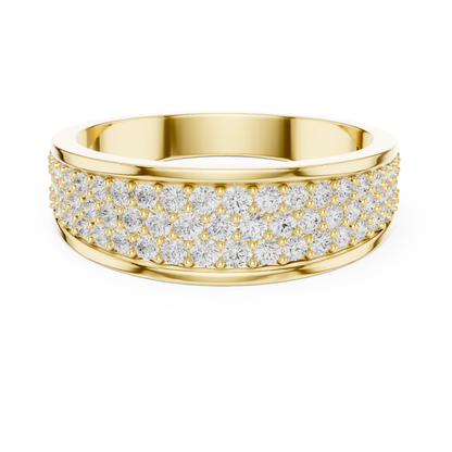 0.93 CTW Multi-Row Pavé Lab-Grown Diamond Wide Men’s Band in 14K Gold