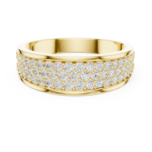 0.93 CTW Multi-Row Pavé Lab-Grown Diamond Wide Men’s Band in 14K Gold