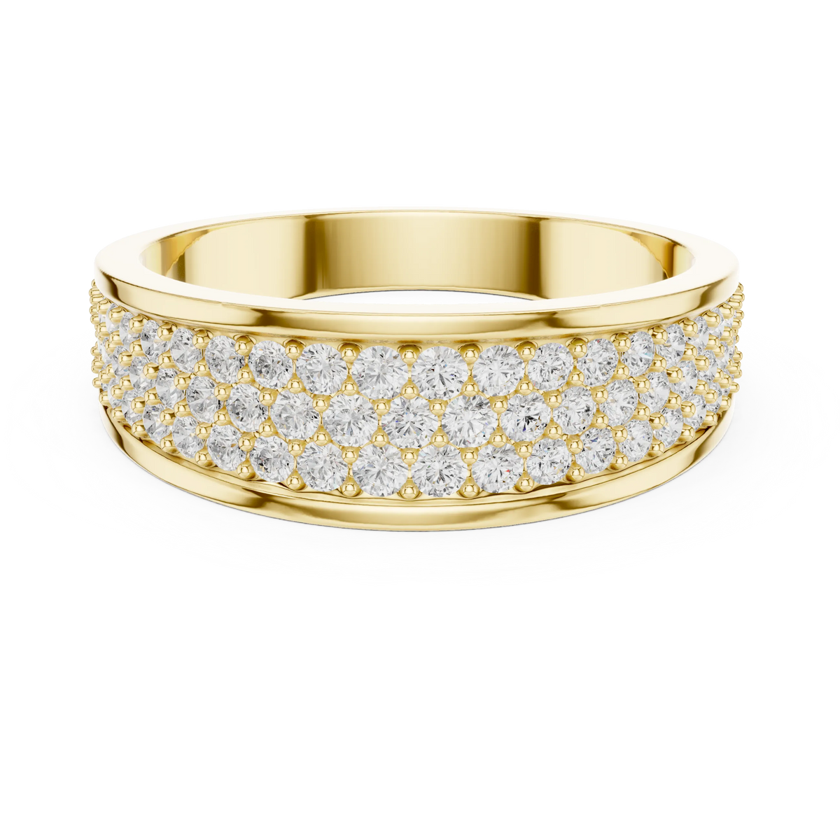 0.93 CTW Multi-Row Pavé Lab-Grown Diamond Wide Men’s Band in 14K Gold
