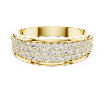 0.93 CTW Multi-Row Pavé Lab-Grown Diamond Wide Men’s Band in 14K Gold