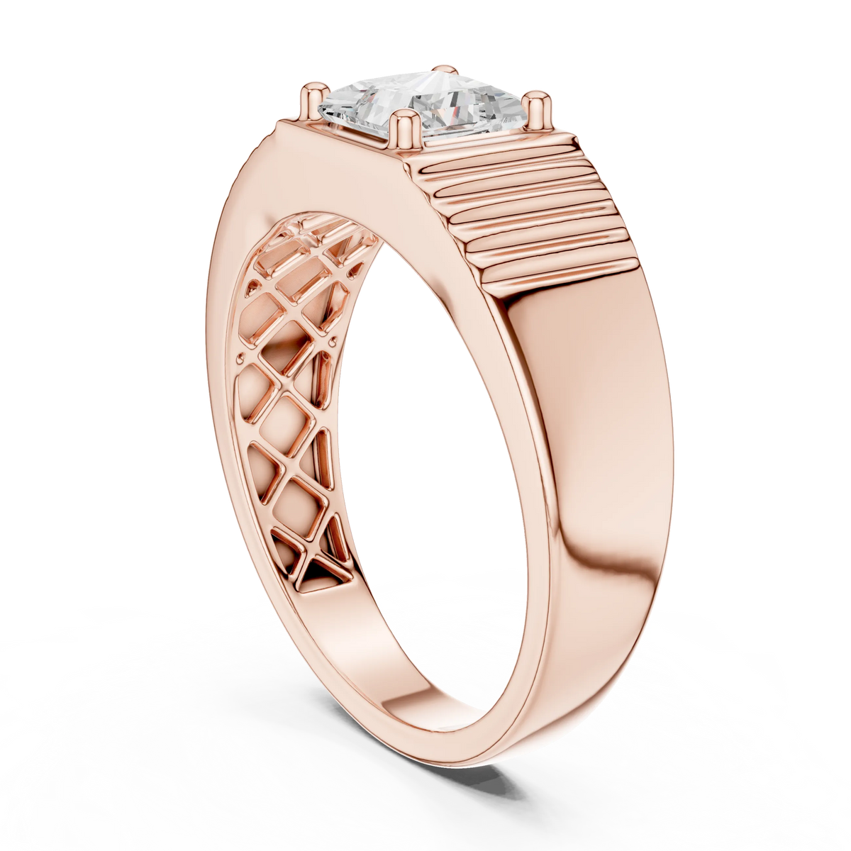 0.78 CT Princess-Cut Lab-Grown Diamond Men’s Ring in 14K Gold