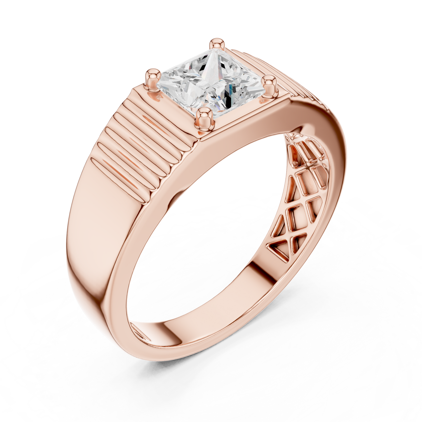 0.78 CT Princess-Cut Lab-Grown Diamond Men’s Ring in 14K Gold
