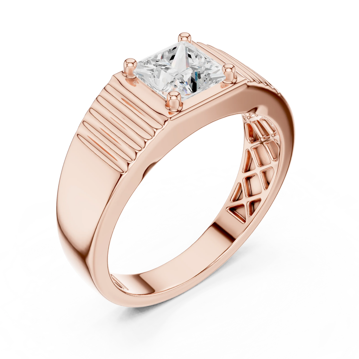 0.78 CT Princess-Cut Lab-Grown Diamond Men’s Ring in 14K Gold