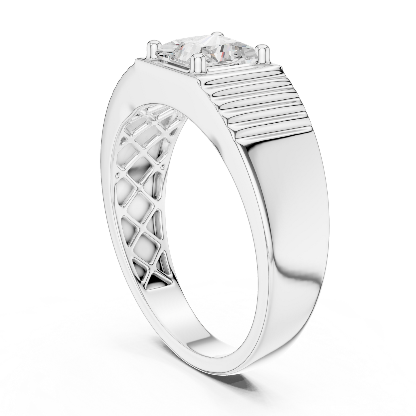 0.78 CT Princess-Cut Lab-Grown Diamond Men’s Ring in 14K Gold