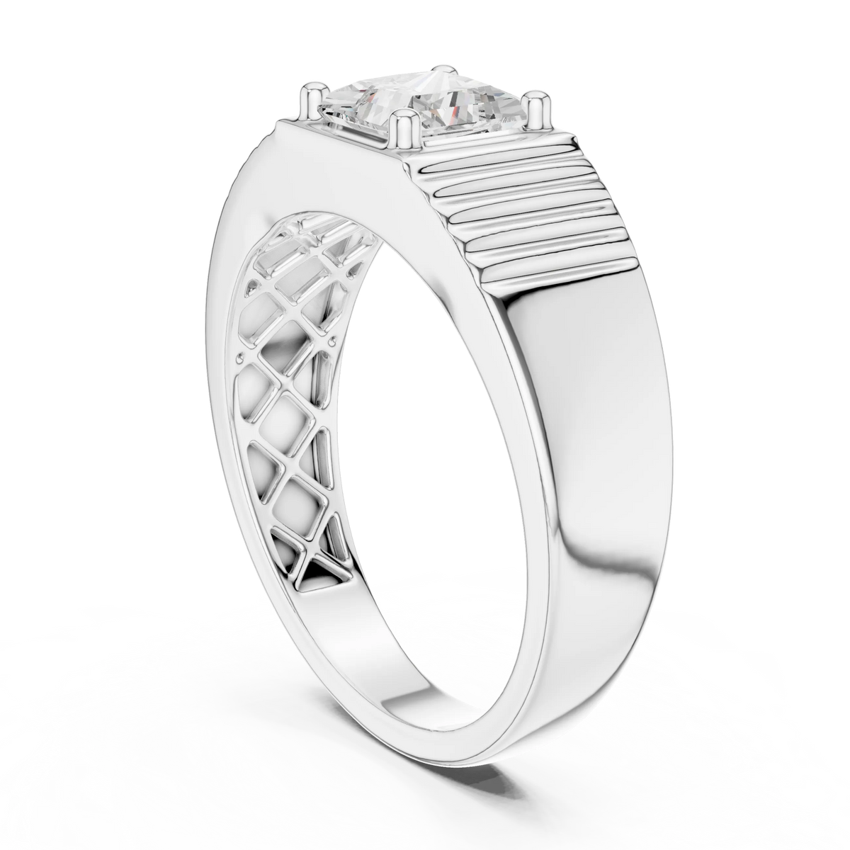 0.78 CT Princess-Cut Lab-Grown Diamond Men’s Ring in 14K Gold
