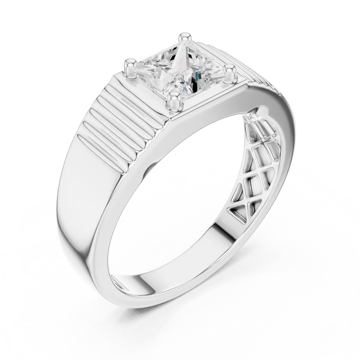 0.78 CT Princess-Cut Lab-Grown Diamond Men’s Ring in 14K Gold