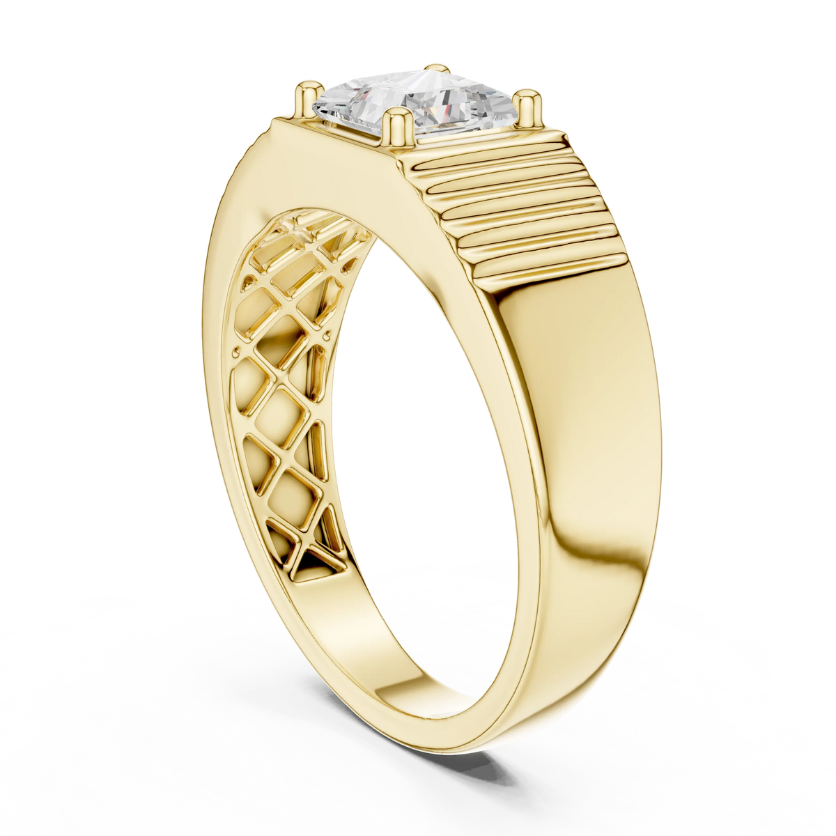 0.78 CT Princess-Cut Lab-Grown Diamond Men’s Ring in 14K Gold