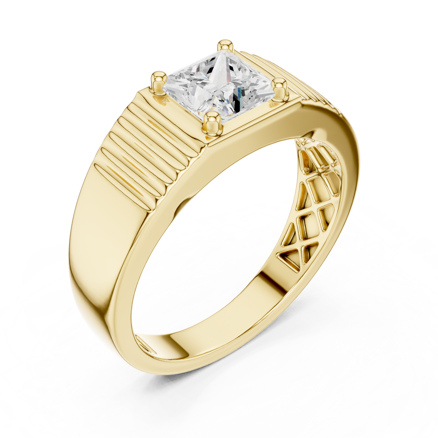 0.78 CT Princess-Cut Lab-Grown Diamond Men’s Ring in 14K Gold