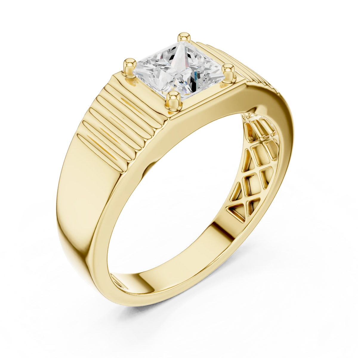 0.78 CT Princess-Cut Lab-Grown Diamond Men’s Ring in 14K Gold