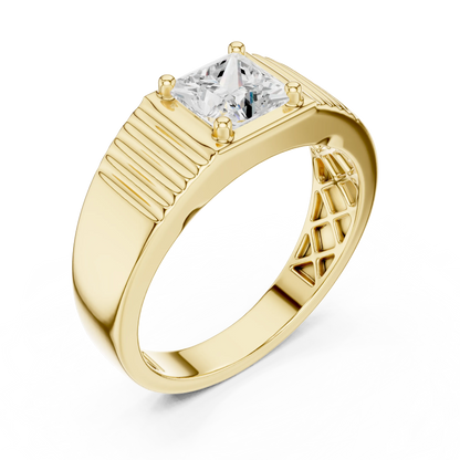 0.78 CT Princess-Cut Lab-Grown Diamond Men’s Ring in 14K Gold