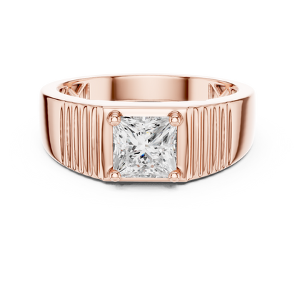 0.78 CT Princess-Cut Lab-Grown Diamond Men’s Ring in 14K Gold