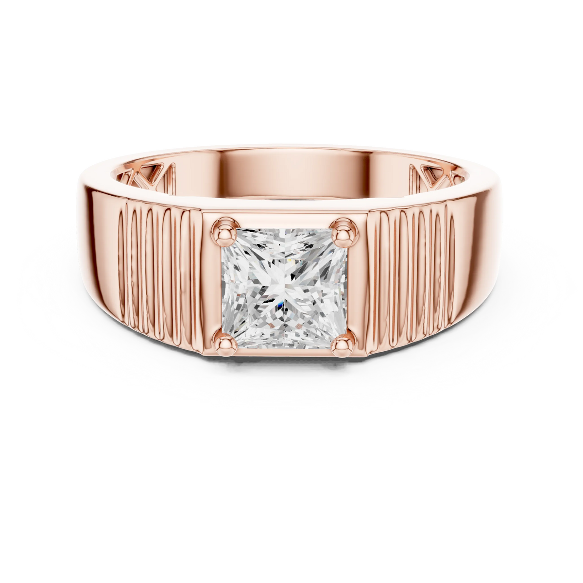 0.78 CT Princess-Cut Lab-Grown Diamond Men’s Ring in 14K Gold